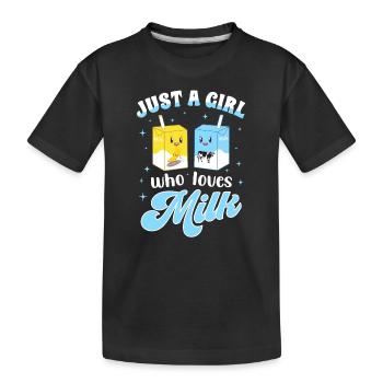 Juste une fille qui aime le lait - T-shirt bio Premium Enfant - noir - Devant