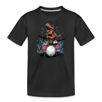 Dino Drummer Trex Schlagzeug Bestseller Drums - Kids' Premium Organic T-Shirt - black - Front