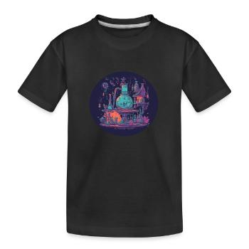 Magical Alchemist Laboratory with Fillets, Bottles - Kids' Premium Organic T-Shirt - black - Front
