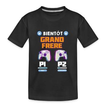 Bientôt grand frère Gamer - T-shirt bio Premium Enfant - noir - Devant