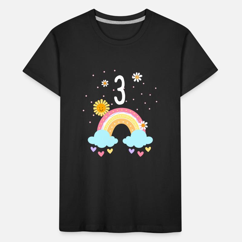 Ich bin schon drei Blumen 3 Regenbogen Kinder Premium Bio T-Shirt