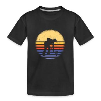 Sport Retro Sunset Curling - Kinder Premium Bio T-Shirt - Schwarz - Vorne