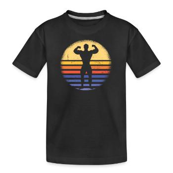 Sport Rétro Coucher de soleil Musculation - T-shirt bio Premium Enfant - noir - Devant
