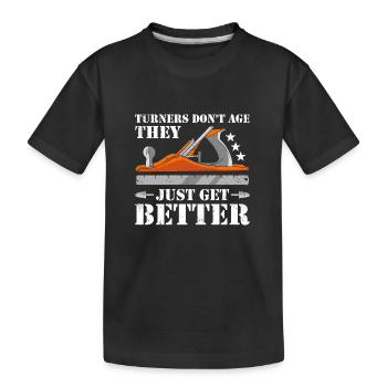 Les tourneurs ne vieillissent pas, ils obtiennent simplement un meilleur travail du bois - T-shirt bio Premium Enfant - noir - Devant
