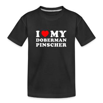 I Love My Doberman Pinscher - Kids' Premium Organic T-Shirt - black - Front