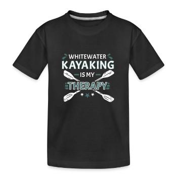 Le kayak en eau vive est ma thérapie - T-shirt bio Premium Enfant - noir - Devant