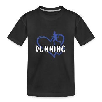 Sport Heart Running - Kids' Premium Organic T-Shirt - black - Front