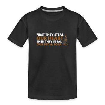 First They Steal Our Heart Doberman Pinscher - Kinder Premium Bio T-Shirt - Schwarz - Vorne