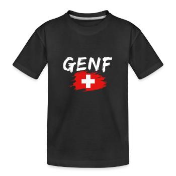 Geneva Flag Switzerland - Kids' Premium Organic T-Shirt - black - Front