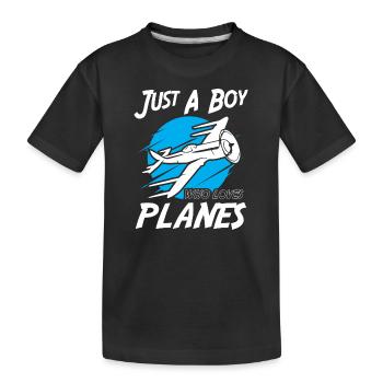 Juste un garçon qui aime les avions - T-shirt bio Premium Enfant - noir - Devant