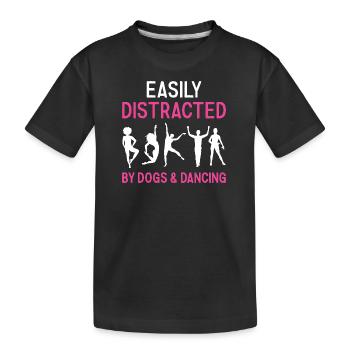 Danseur Facilement Distrait Par Les Chiens Et La Danse - T-shirt bio Premium Enfant - noir - Devant