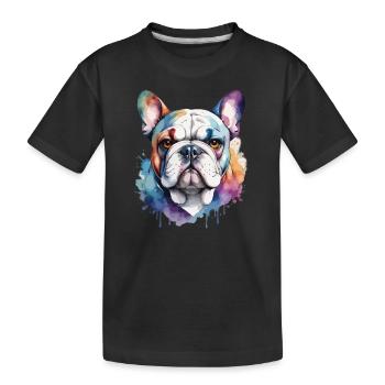 Französische Bulldogge Cool Cool Bunt - Kinder Premium Bio T-Shirt - Schwarz - Vorne