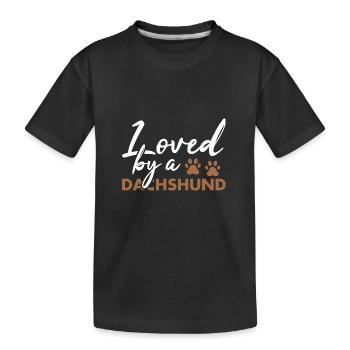 Loved By A Dachshund - Kinder Premium Bio T-Shirt - Schwarz - Vorne