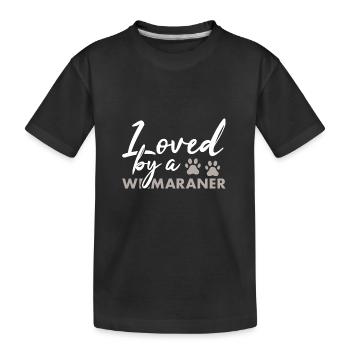 Loved By A Weimaraner - Kinder Premium Bio T-Shirt - Schwarz - Vorne