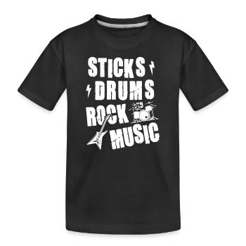 Sticks Drums Rock and Musics - Kinder Premium Bio T-Shirt - Schwarz - Vorne