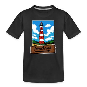 Ameland Leuchtturm Urlaub - Kinder Premium Bio T-Shirt - Schwarz - Vorne