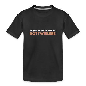 Easily Distracted By Rottweiler - Kids' Premium Organic T-Shirt - black - Front