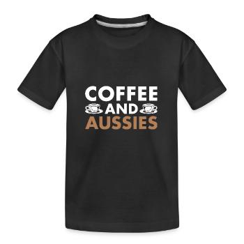 Dog Coffee And Aussie - Kids' Premium Organic T-Shirt - black - Front