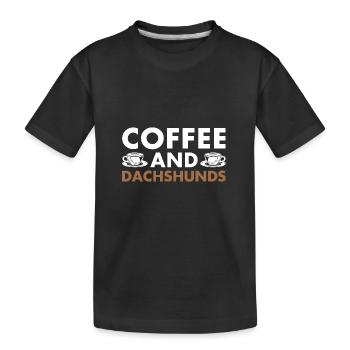 Café et teckel - T-shirt bio Premium Enfant - noir - Devant