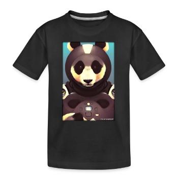 Pandabär Panda Astronaut Zukunft Sci-Fi Technik - Kinder Premium Bio T-Shirt - Schwarz - Vorne