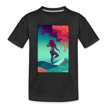Surfergirl Mädchen Frau Surfbrett Wellen Meer - Kinder Premium Bio T-Shirt - Schwarz - Vorne
