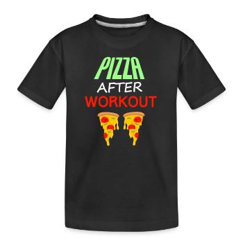 Pizza après l’entraînement, fitness + devis alimentaire - T-shirt bio Premium Enfant - noir - Devant