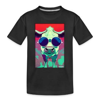 Kuh Sonnenbrille Tierwelt Bauernhof Milchkuh - Kinder Premium Bio T-Shirt - Schwarz - Vorne