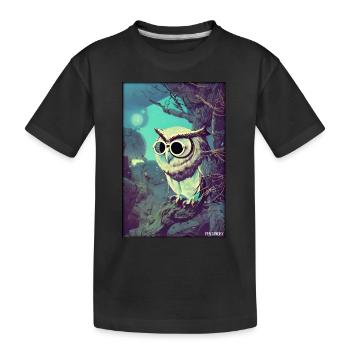 Eule Sonnenbrille Wildtier Vogel Waldtier Wald - Kinder Premium Bio T-Shirt - Schwarz - Vorne