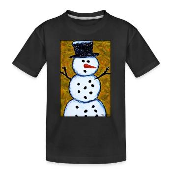 Schneemann Schnee Winter Weihnachten Advent - Kinder Premium Bio T-Shirt - Schwarz - Vorne