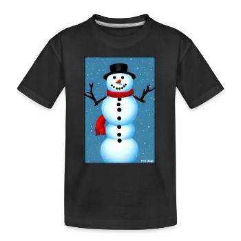 Schneemann Schnee Winter Weihnachten Advent - Kinder Premium Bio T-Shirt - Schwarz - Vorne
