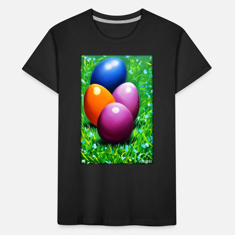 Easter Egg Easter Colorful Eggs Holiday Kids' Premium Organic T-Shirt
