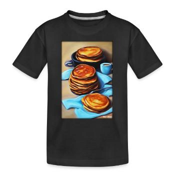 Pfannkuchen Frühstück Lecker Essen Backen Speise - Kinder Premium Bio T-Shirt - Schwarz - Vorne