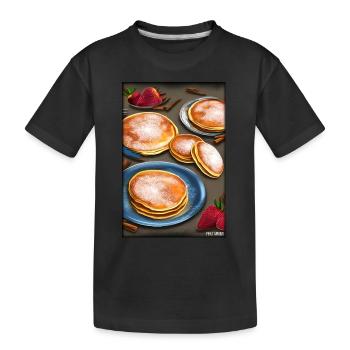 Pfannkuchen Frühstück Lecker Essen Backen Speise - Kinder Premium Bio T-Shirt - Schwarz - Vorne