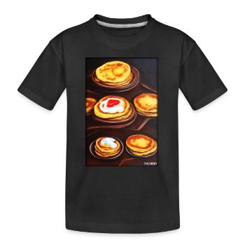 Pfannkuchen Frühstück Lecker Essen Backen Speise - Kinder Premium Bio T-Shirt - Schwarz - Vorne