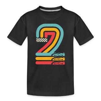 2. Geburtstag Rennwagen 2 Jahre alt Rennauto - Kinder Premium Bio T-Shirt - Schwarz - Vorne
