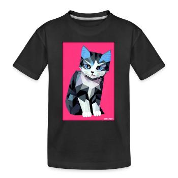 Katze Kater Polygon Tier Stubentiger Haustier - Kinder Premium Bio T-Shirt - Schwarz - Vorne