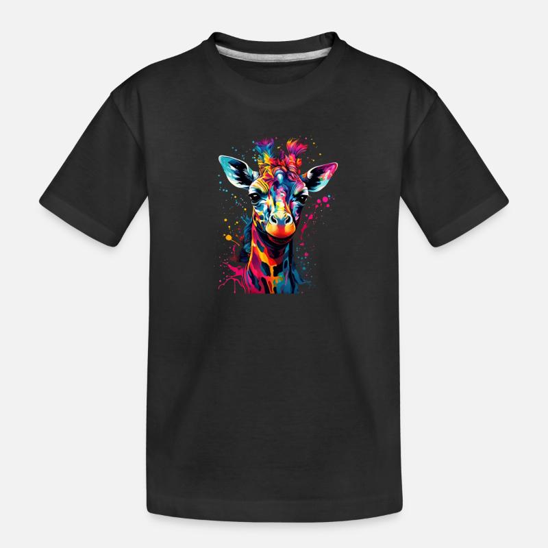 Bunte Girffe - Kinder Premium Bio T-Shirt - Schwarz