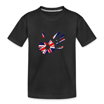 Union Jack Handabdruck | Flagge des Vereinigten Königreichs | Britisch - Kinder Premium Bio T-Shirt - Schwarz - Vorne