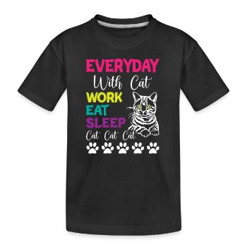 Tous les jours, c’est Chats Travail Manger Dormir Chat Chat Chat - T-shirt bio Premium Enfant - noir - Devant