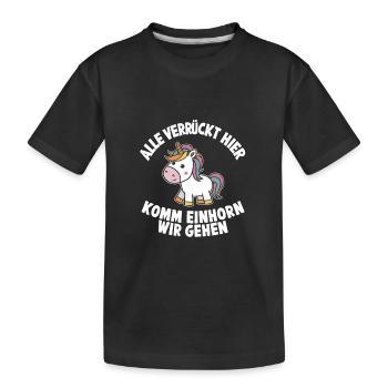 Einhorn Einhörner Fabelwesen Mystisch - Kinder Premium Bio T-Shirt - Schwarz - Vorne