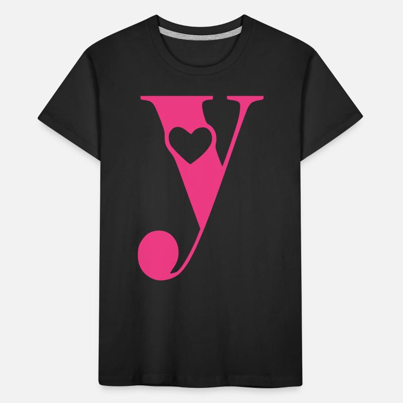 Buchstabe y Anfangsbuchstabe mit Herz Kinder Premium Bio T-Shirt