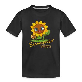 Summer Vibes - Flower Love - Kinder Premium Bio T-Shirt - Schwarz - Vorne