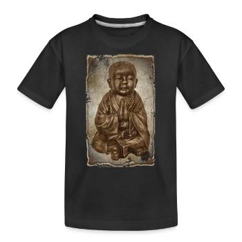 Buddhistischer Mönch - antique style - Kinder Premium Bio T-Shirt - Schwarz - Vorne