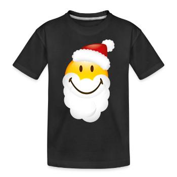 Smiley Glossy Santa - Kids' Premium Organic T-Shirt - black - Front