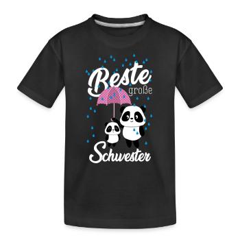 Beste große Schwester Panda Geschwister Mädchen - Kinder Premium Bio T-Shirt - Schwarz - Vorne