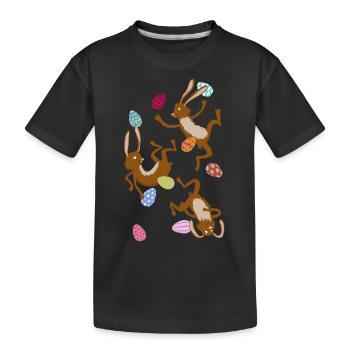fallende Osterhasen - Kinder Premium Bio T-Shirt - Schwarz - Vorne