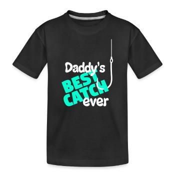 Daddys Best Catch Ever Fishing Child - Kinder Premium Bio T-Shirt - Schwarz - Vorne