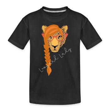 | De la Dame Léopard texte blanc - T-shirt bio Premium Enfant - noir - Devant