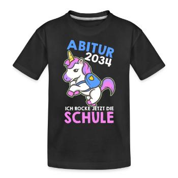 Abitur 2034 Schulkind 2034 Einschulung Abschluss - Kinder Premium Bio T-Shirt - Schwarz - Vorne
