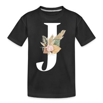 lettre J fleuris - T-shirt bio Premium Enfant - noir - Devant